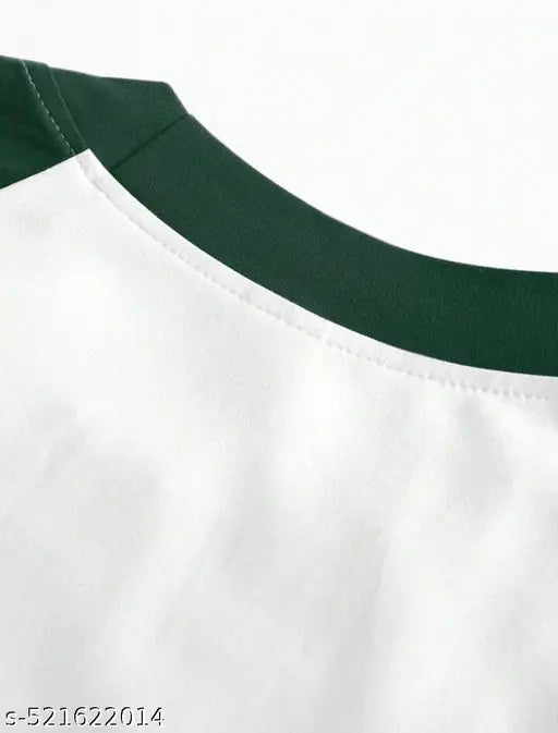 MarkTP Men Green/Black colorblock Ragnal Sleeve T-Shirt