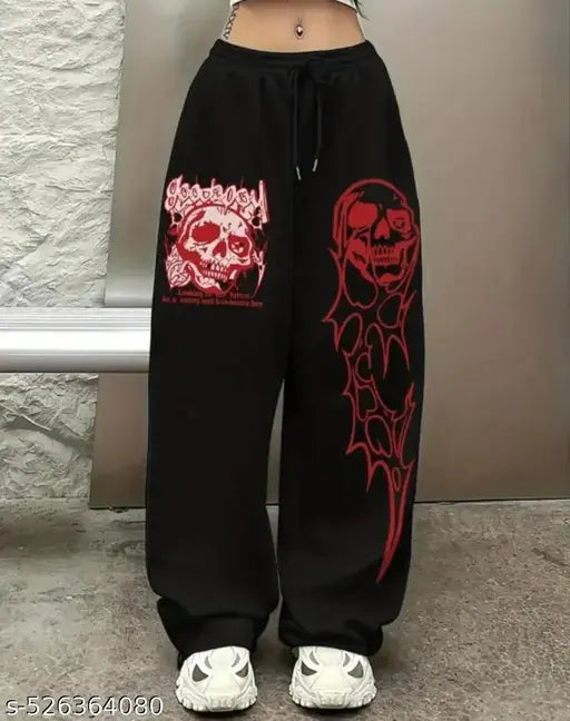 Black Printed Pants & Trouser