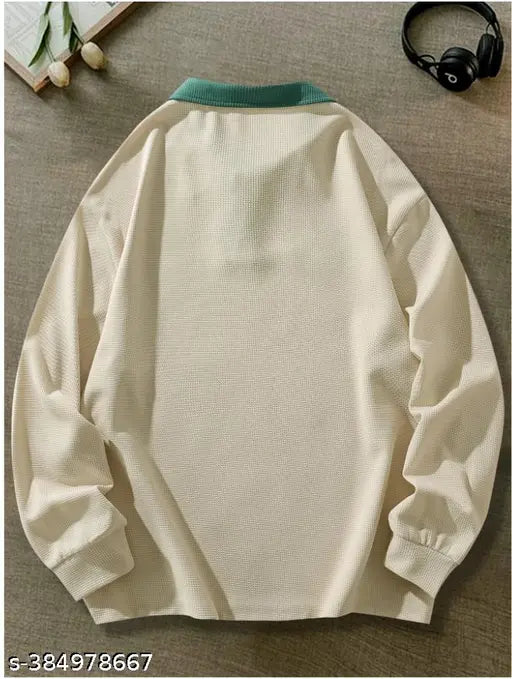 casual waffle tshirt oversized polo for men Korean style baseball loose short sleeve polo shirt