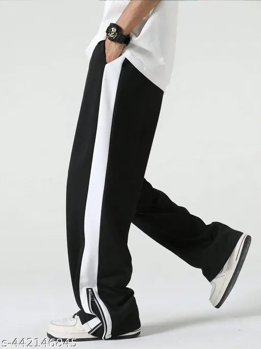 Maniac Men's Colorblocked Jogger Pants Black Track Pants