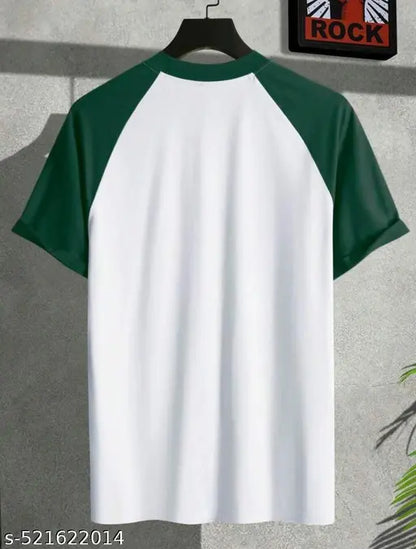 MarkTP Men Green/Black colorblock Ragnal Sleeve T-Shirt