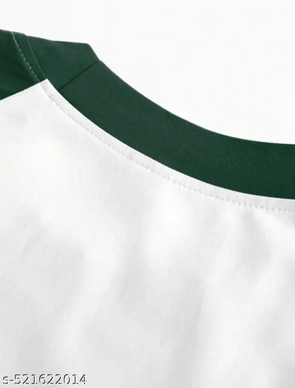 MarkTP Men Green/Black colorblock Ragnal Sleeve T-Shirt