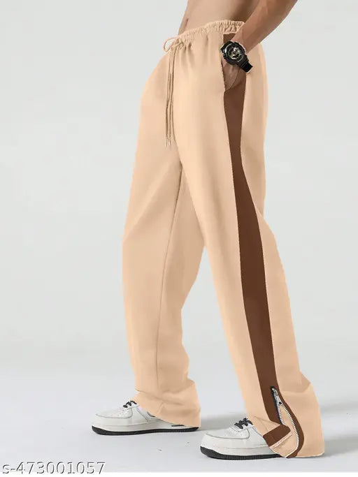 Maniac Men's Stripes Straight Beige Track Pants