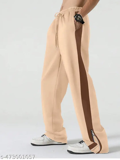 Maniac Men's Stripes Straight Beige Track Pants