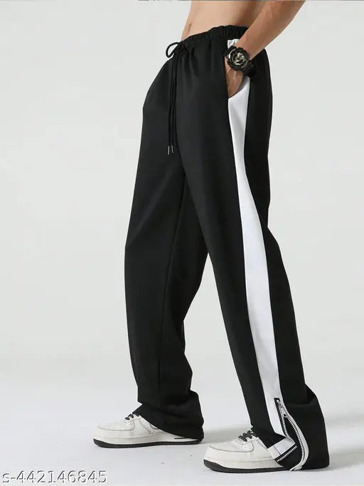 Maniac Men's Colorblocked Jogger Pants Black Track Pants