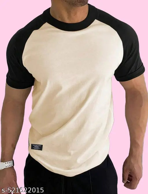 MarkTP Men Green/Black colorblock Ragnal Sleeve T-Shirt