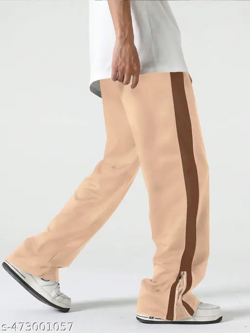 Maniac Men's Stripes Straight Beige Track Pants