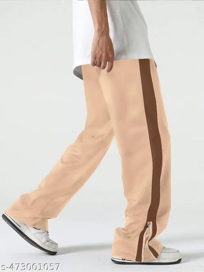 Maniac Men's Stripes Straight Beige Track Pants