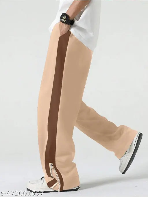 Maniac Men's Stripes Straight Beige Track Pants